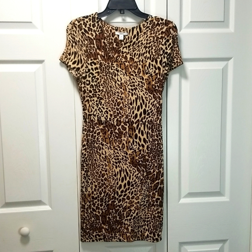 Bar III Women's Cheetah-Print Short-Sleeve Bodycon Dress Medium